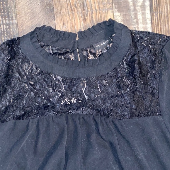 Torrid Black Lace Detail Blouse - Picture 2 of 3